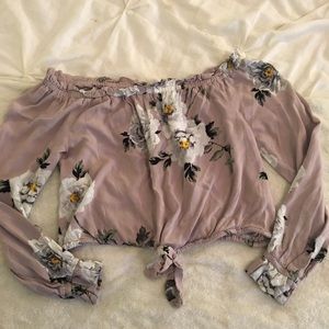 off the shoulder floral crop top